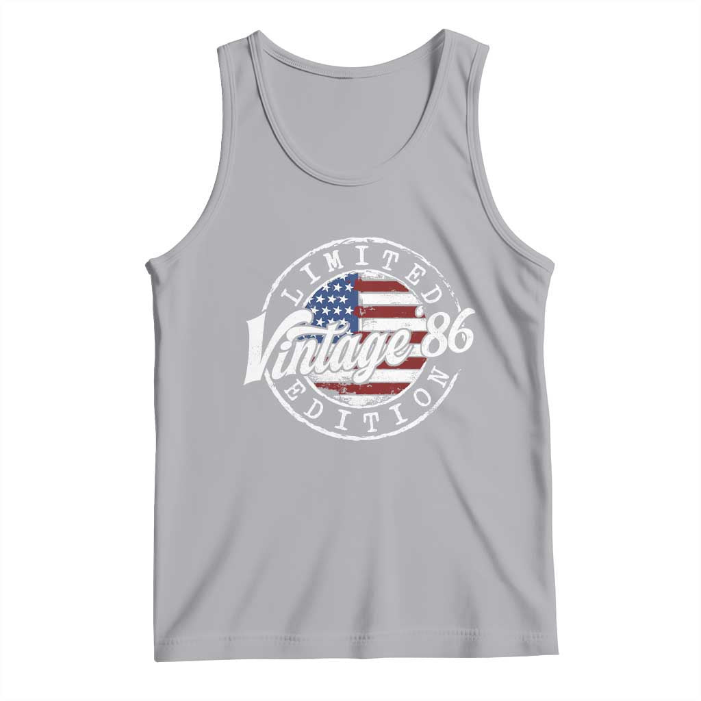 Funny 40th Birthday Tank Top Vintage 1986 Stamp 40 Years Old American Flag
