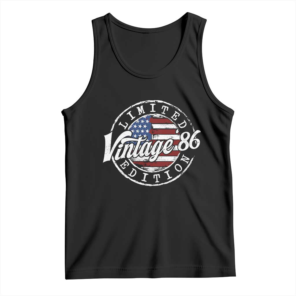 Funny 40th Birthday Tank Top Vintage 1986 Stamp 40 Years Old American Flag