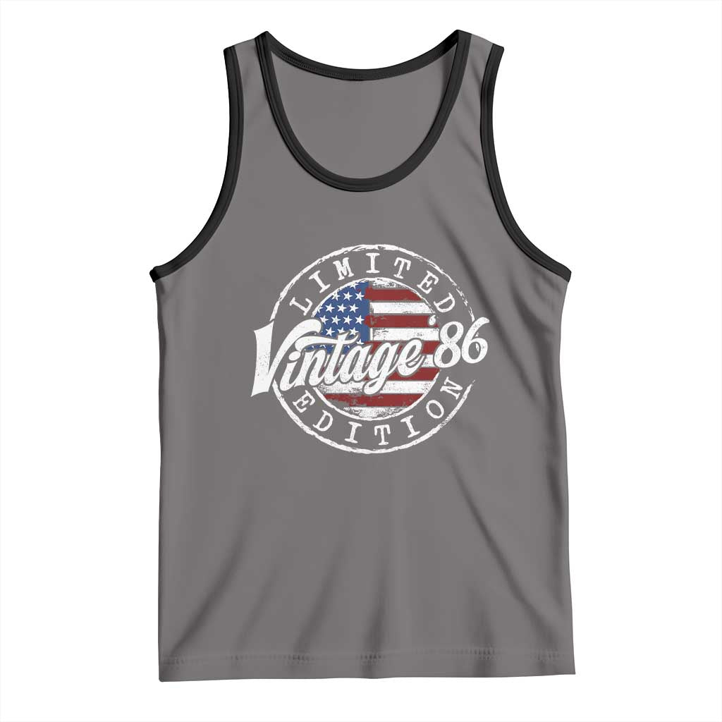 Funny 40th Birthday Tank Top Vintage 1986 Stamp 40 Years Old American Flag