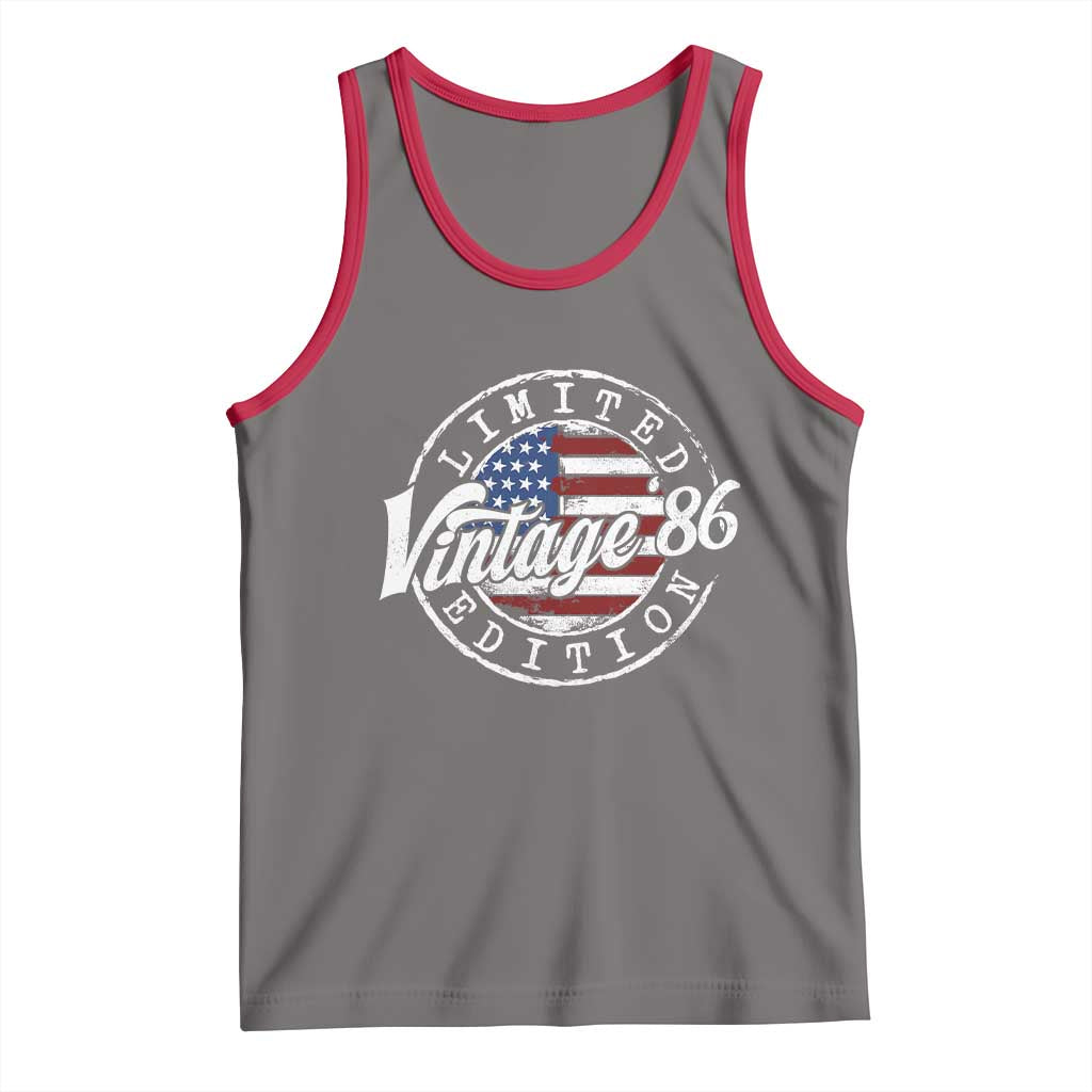 Funny 40th Birthday Tank Top Vintage 1986 Stamp 40 Years Old American Flag