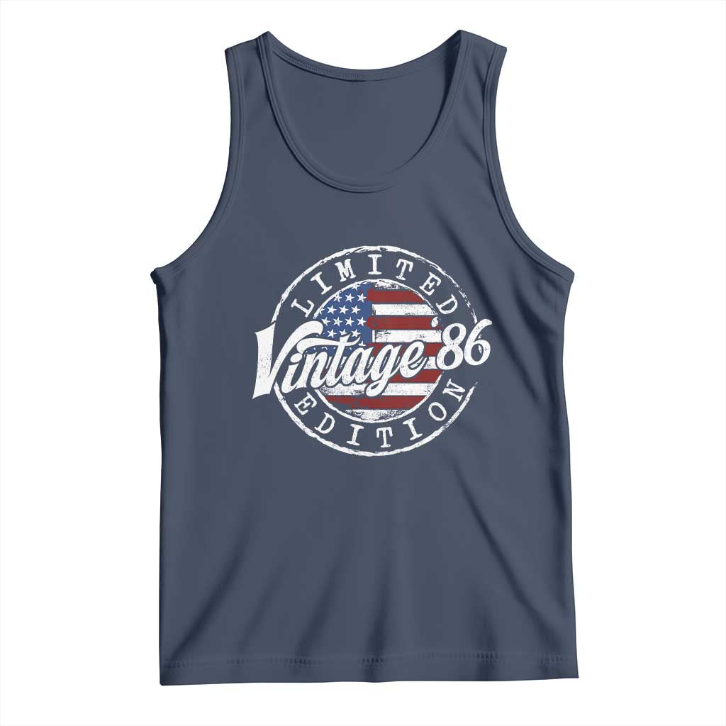Funny 40th Birthday Tank Top Vintage 1986 Stamp 40 Years Old American Flag
