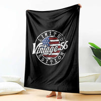 Funny 70th Birthday Throw Blanket Vintage 1956 Stamp 70 Years Old American Flag
