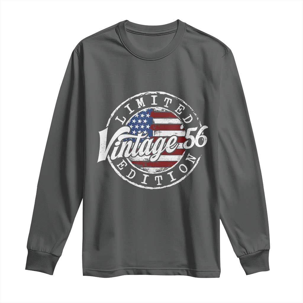 Funny 70th Birthday Long Sleeve Shirt Vintage 1956 Stamp 70 Years Old American Flag