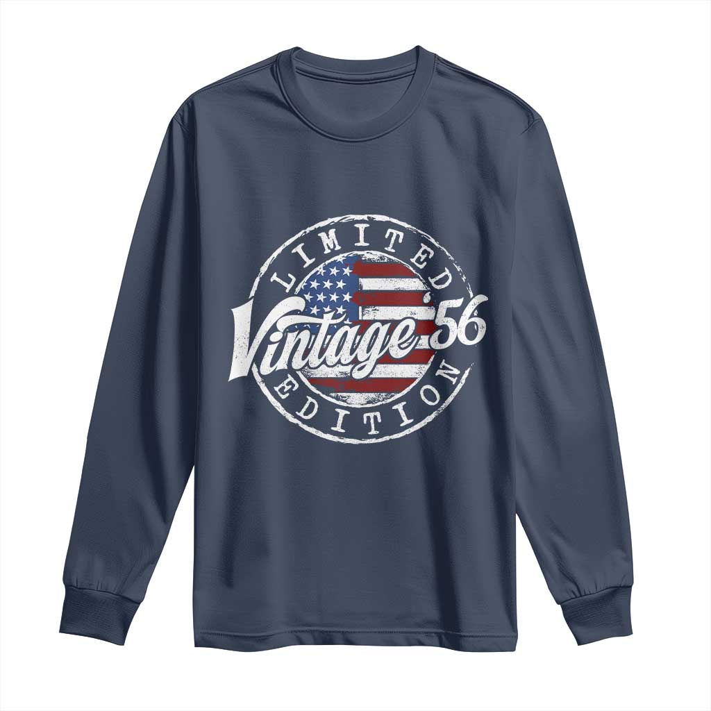 Funny 70th Birthday Long Sleeve Shirt Vintage 1956 Stamp 70 Years Old American Flag