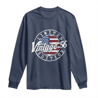 Funny 70th Birthday Long Sleeve Shirt Vintage 1956 Stamp 70 Years Old American Flag