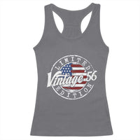 Funny 70th Birthday Racerback Tank Top Vintage 1956 Stamp 70 Years Old American Flag