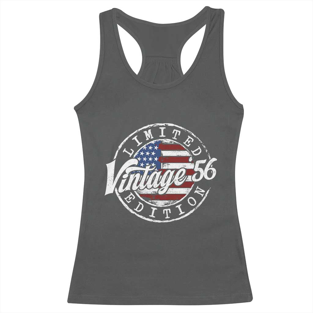Funny 70th Birthday Racerback Tank Top Vintage 1956 Stamp 70 Years Old American Flag
