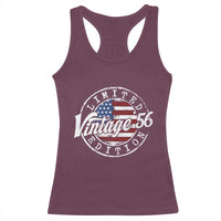 Funny 70th Birthday Racerback Tank Top Vintage 1956 Stamp 70 Years Old American Flag