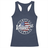 Funny 70th Birthday Racerback Tank Top Vintage 1956 Stamp 70 Years Old American Flag