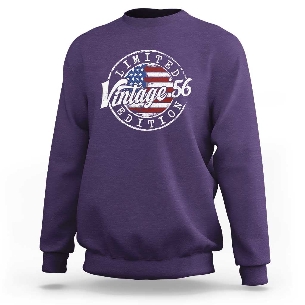 Funny 70th Birthday Sweatshirt Vintage 1956 Stamp 70 Years Old American Flag