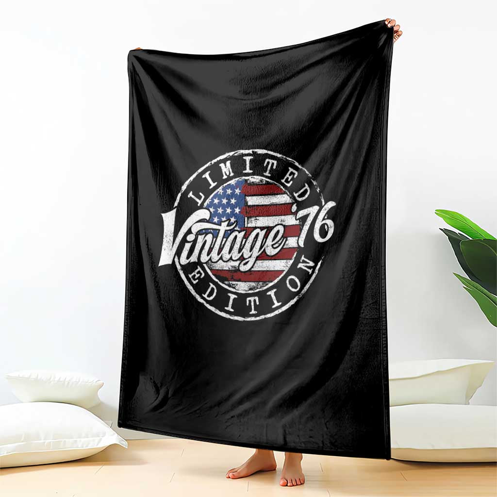Funny 50th Birthday Throw Blanket Vintage 1976 Stamp 50 Years Old American Flag
