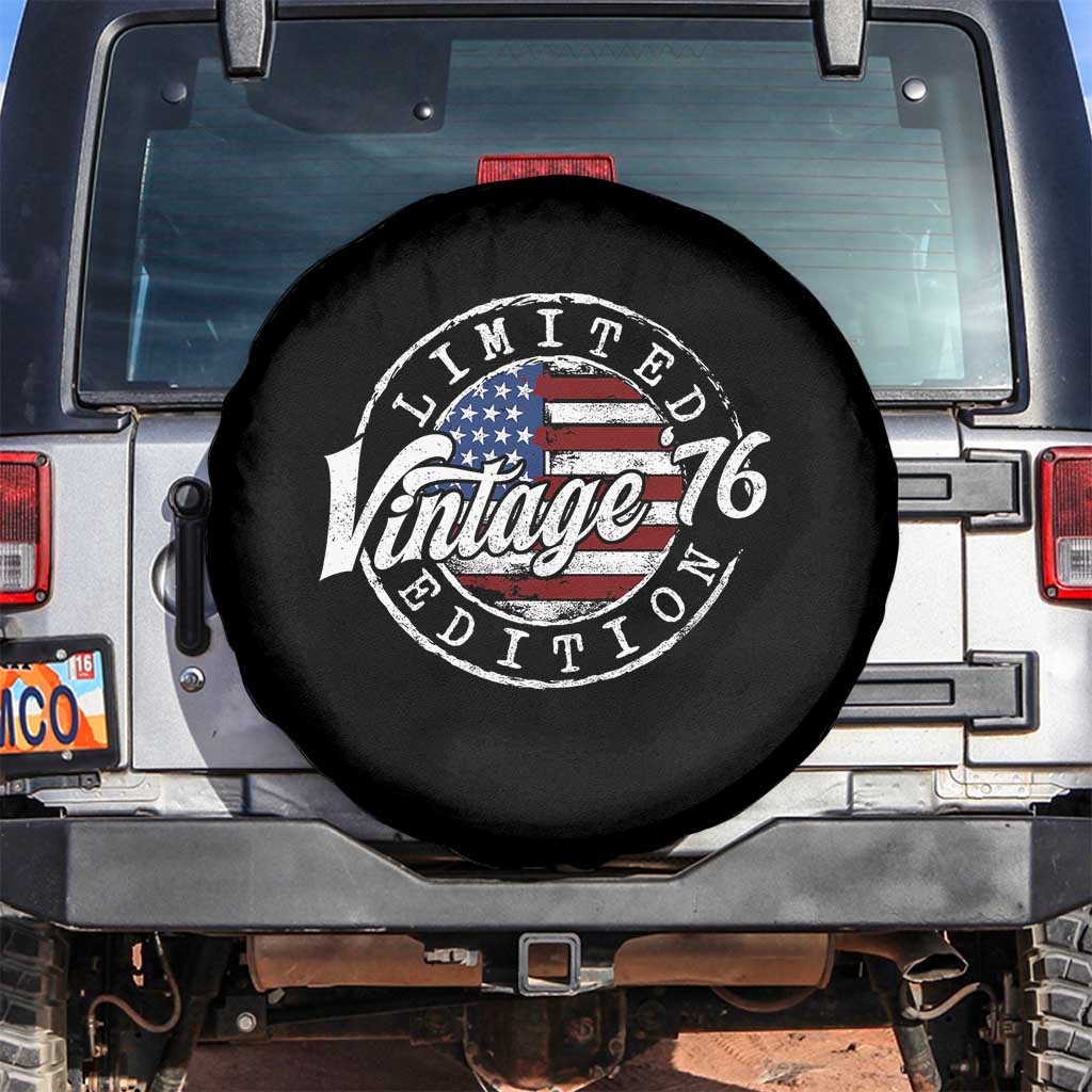 Funny 50th Birthday Spare Tire Cover Vintage 1976 Stamp 50 Years Old American Flag