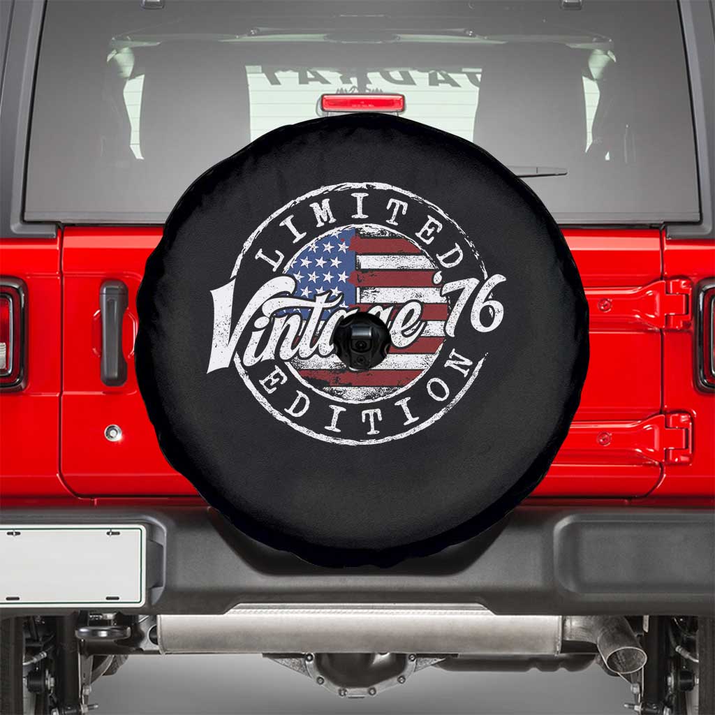 Funny 50th Birthday Spare Tire Cover Vintage 1976 Stamp 50 Years Old American Flag