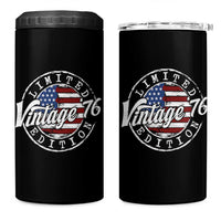 Funny 50th Birthday 4 in 1 Can Cooler Tumbler Vintage 1976 Stamp 50 Years Old American Flag
