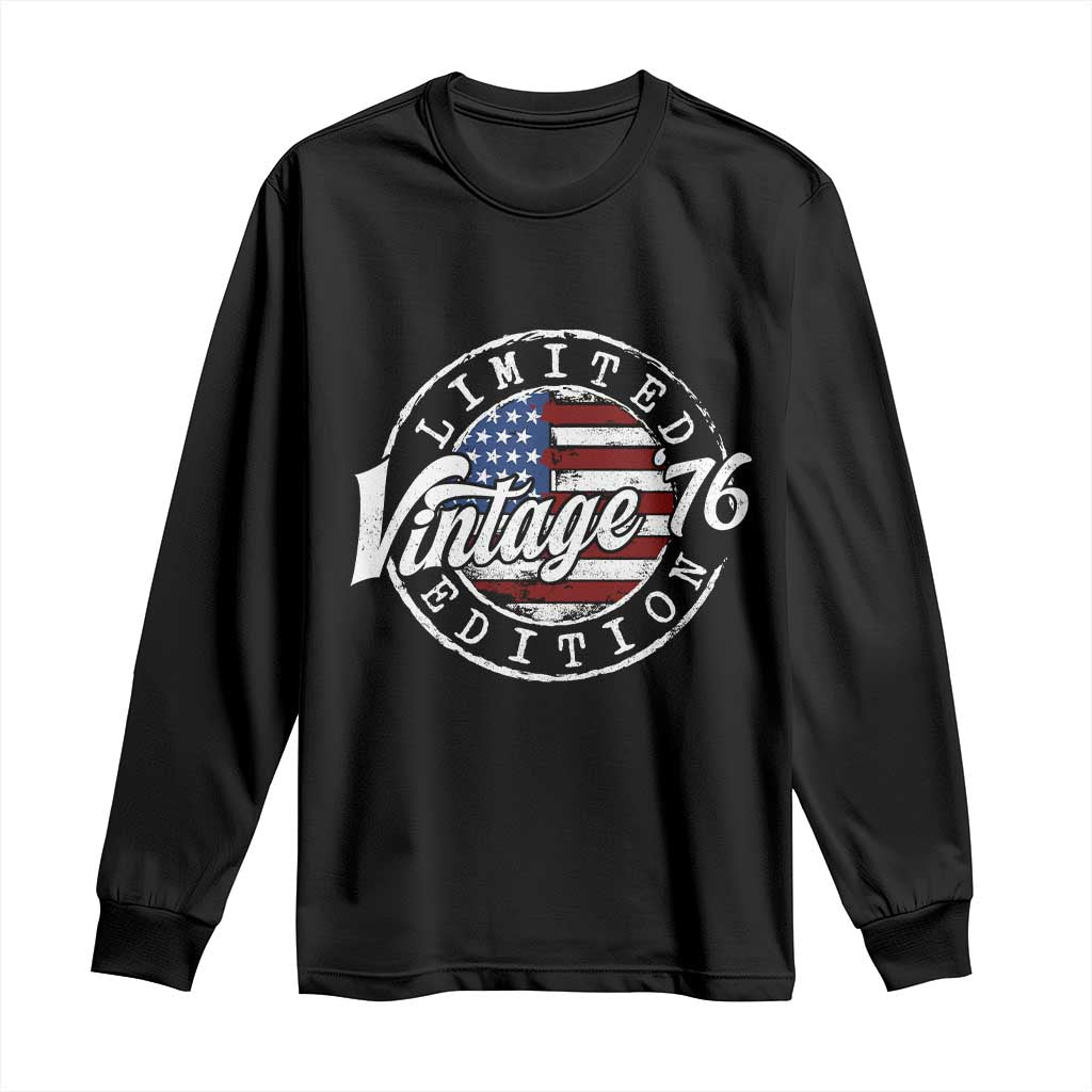Funny 50th Birthday Long Sleeve Shirt Vintage 1976 Stamp 50 Years Old American Flag