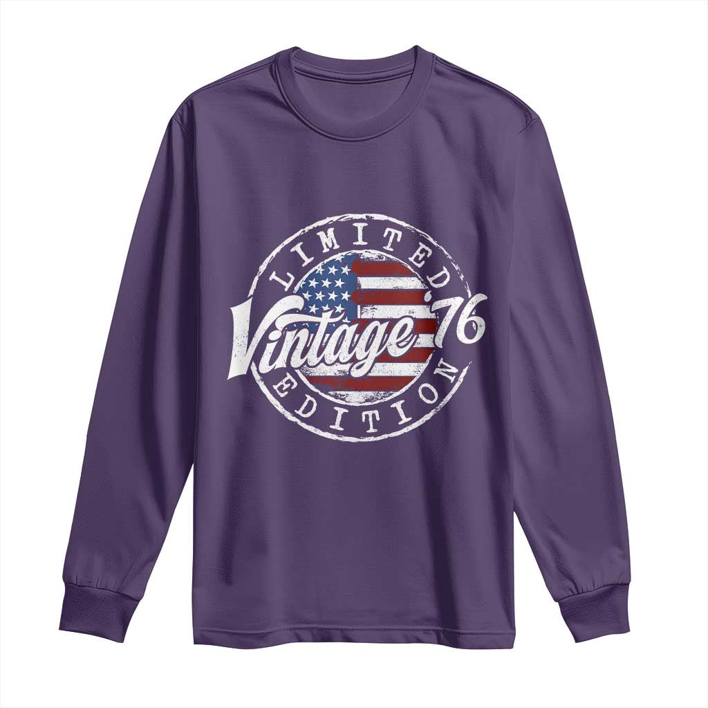 Funny 50th Birthday Long Sleeve Shirt Vintage 1976 Stamp 50 Years Old American Flag