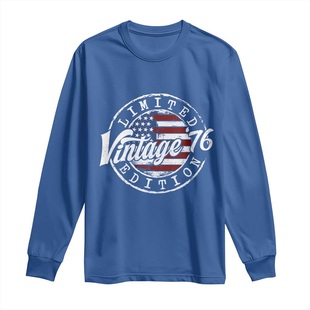 Funny 50th Birthday Long Sleeve Shirt Vintage 1976 Stamp 50 Years Old American Flag