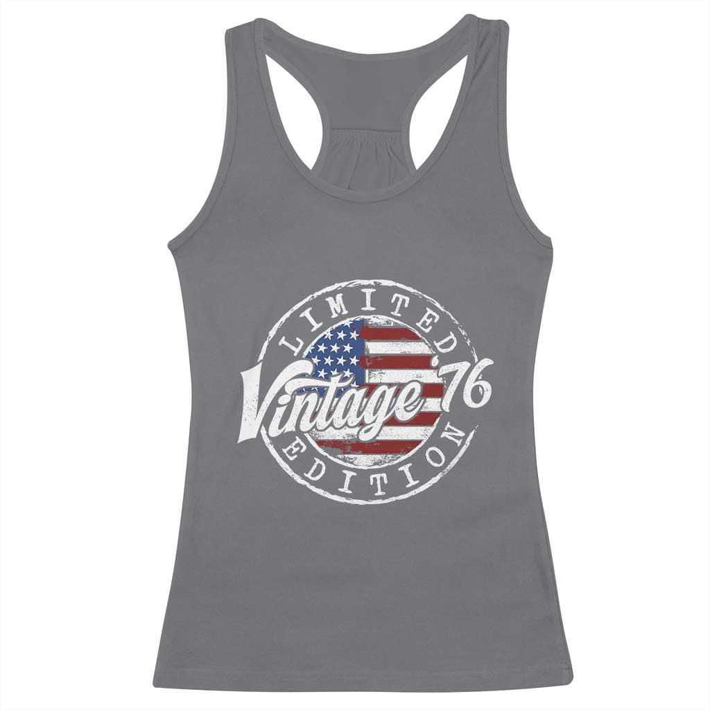 Funny 50th Birthday Racerback Tank Top Vintage 1976 Stamp 50 Years Old American Flag