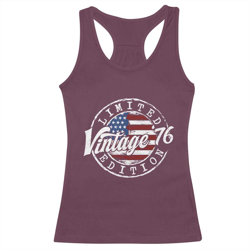 Funny 50th Birthday Racerback Tank Top Vintage 1976 Stamp 50 Years Old American Flag
