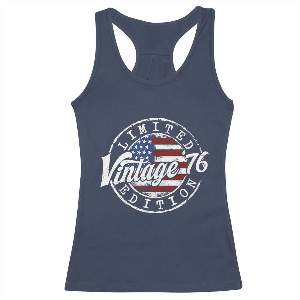 Funny 50th Birthday Racerback Tank Top Vintage 1976 Stamp 50 Years Old American Flag