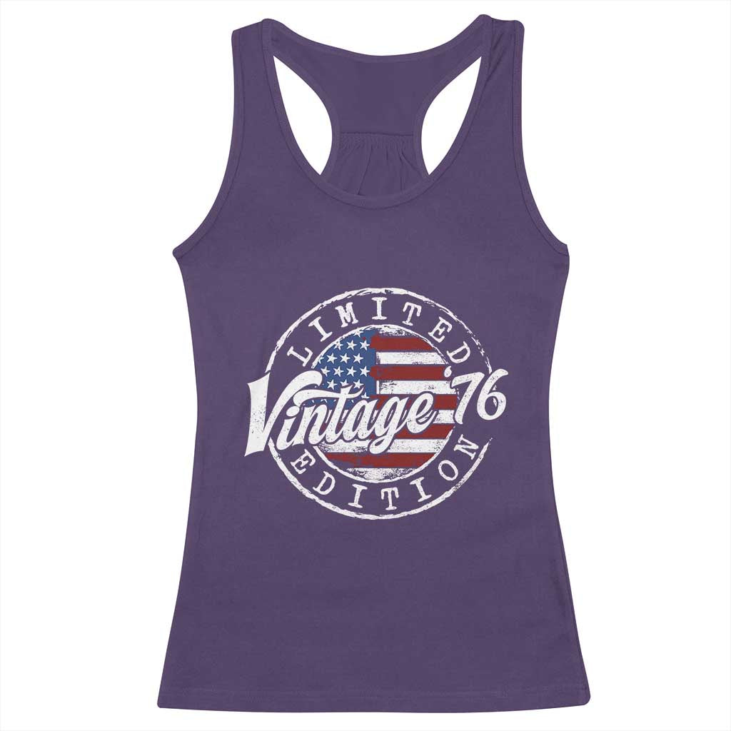 Funny 50th Birthday Racerback Tank Top Vintage 1976 Stamp 50 Years Old American Flag