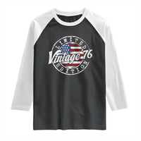 Funny 50th Birthday Raglan Shirt Vintage 1976 Stamp 50 Years Old American Flag