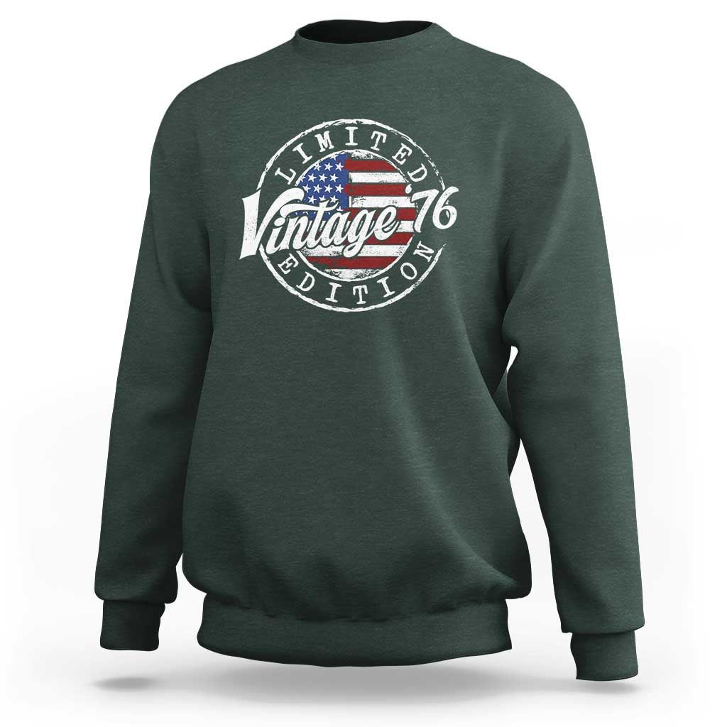 Funny 50th Birthday Sweatshirt Vintage 1976 Stamp 50 Years Old American Flag
