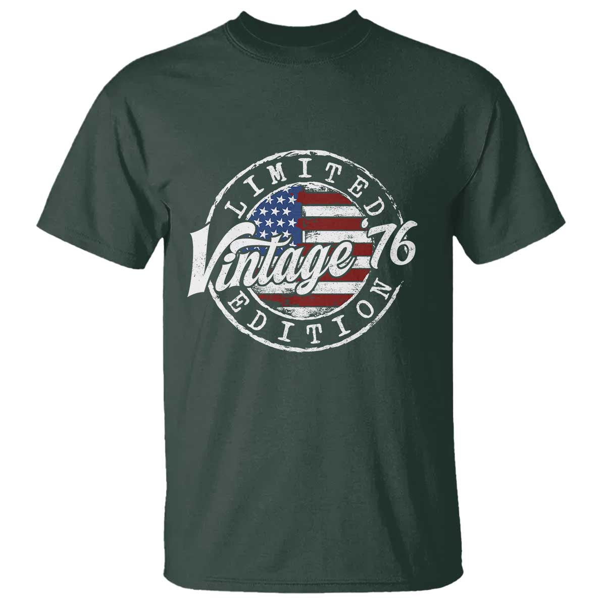 Funny 50th Birthday T Shirt Vintage 1976 Stamp 50 Years Old American Flag