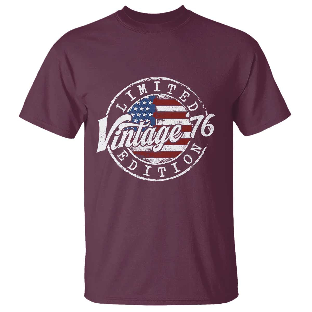 Funny 50th Birthday T Shirt Vintage 1976 Stamp 50 Years Old American Flag