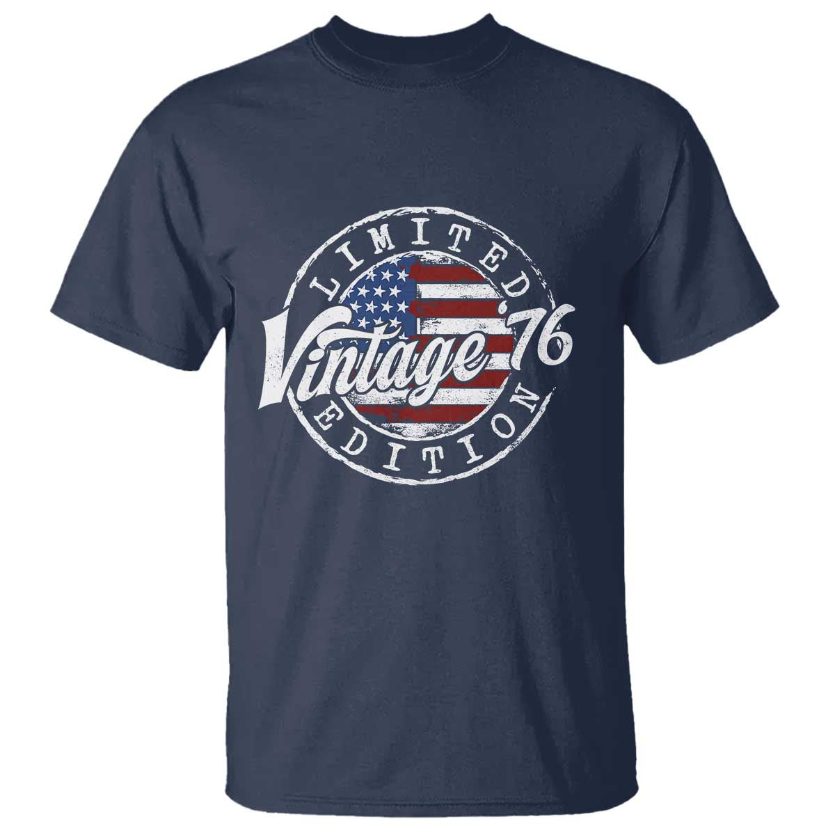 Funny 50th Birthday T Shirt Vintage 1976 Stamp 50 Years Old American Flag