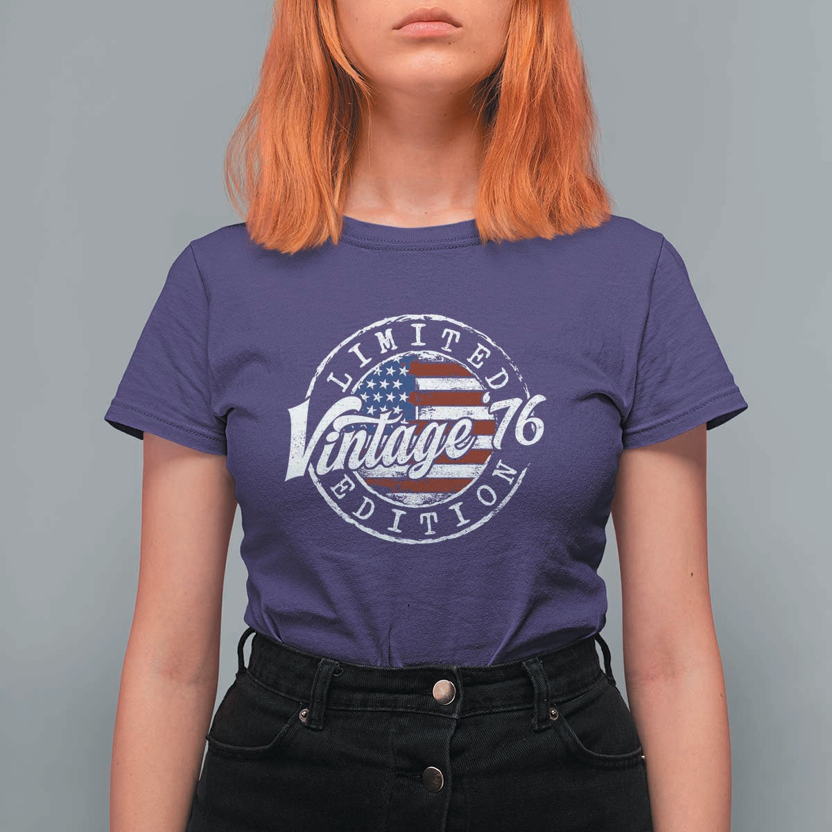 Funny 50th Birthday T Shirt For Women Vintage 1976 Stamp 50 Years Old American Flag