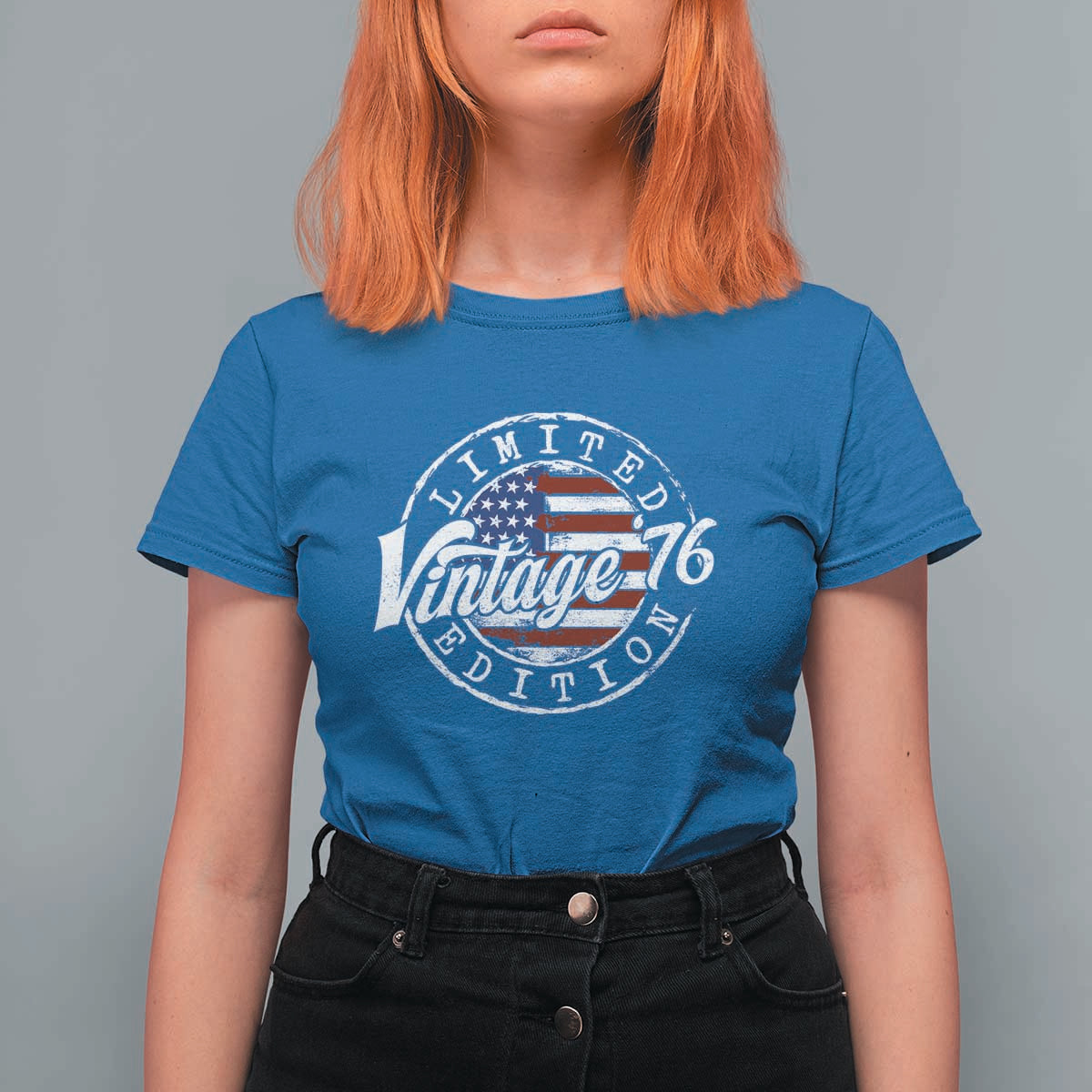 Funny 50th Birthday T Shirt For Women Vintage 1976 Stamp 50 Years Old American Flag