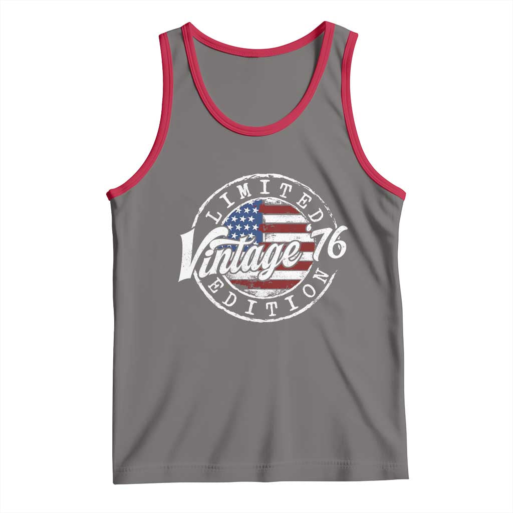 Funny 50th Birthday Tank Top Vintage 1976 Stamp 50 Years Old American Flag