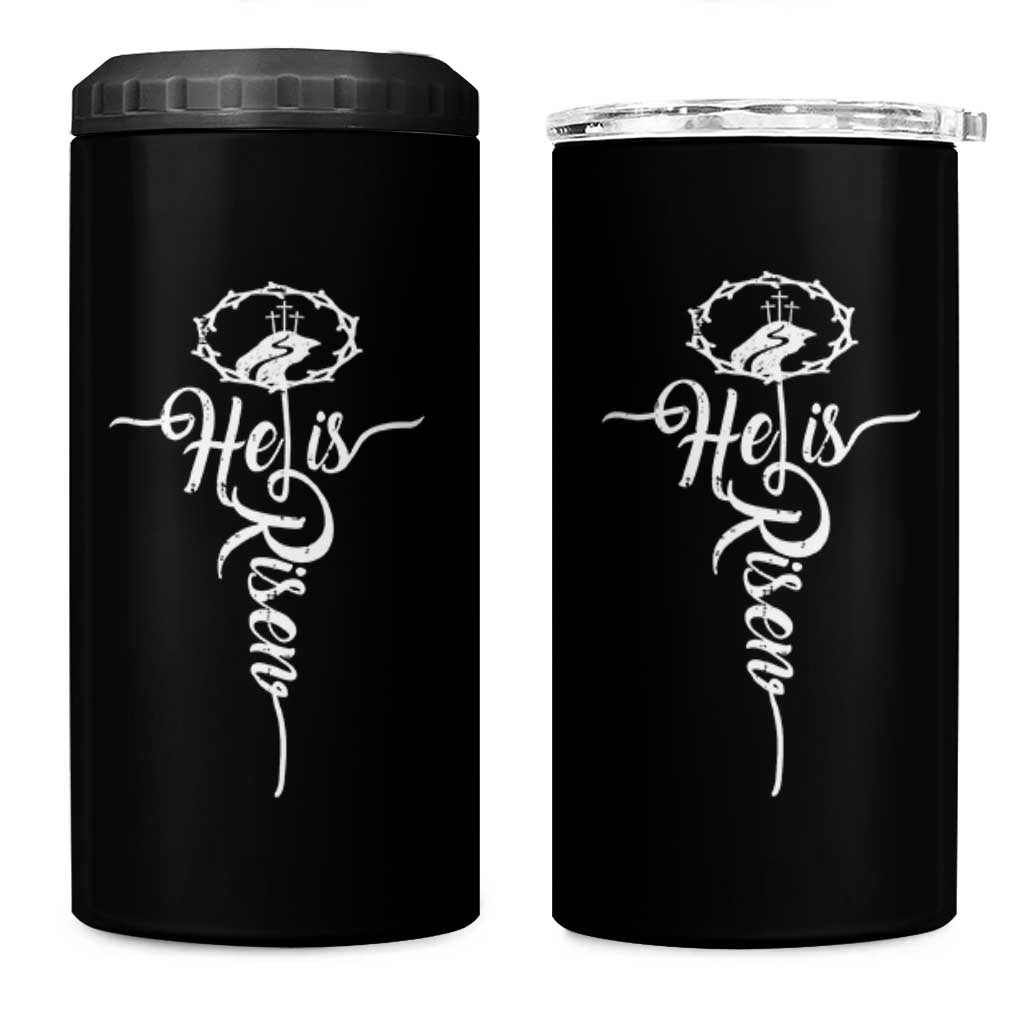 Easter He Is Risen 4 in 1 Can Cooler Tumbler Christian Easter Day Religious Cross