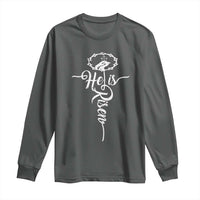 Easter He Is Risen Long Sleeve Shirt Christian Easter Day Religious Cross