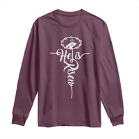 Easter He Is Risen Long Sleeve Shirt Christian Easter Day Religious Cross