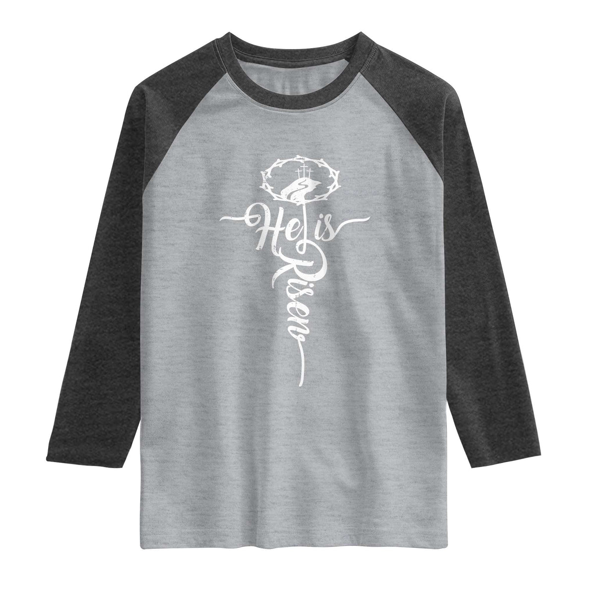 Easter He Is Risen Raglan Shirt Christian Easter Day Religious Cross