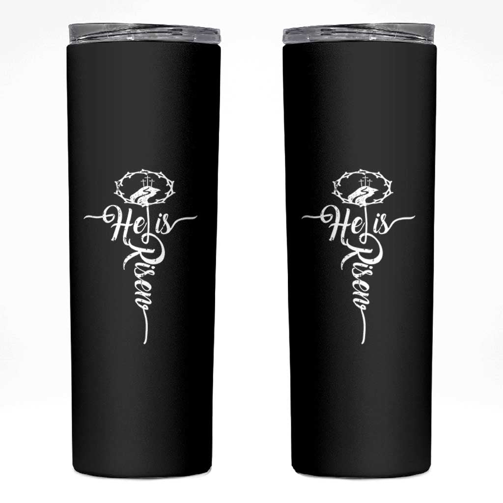 Easter He Is Risen Skinny Tumbler Christian Easter Day Religious Cross