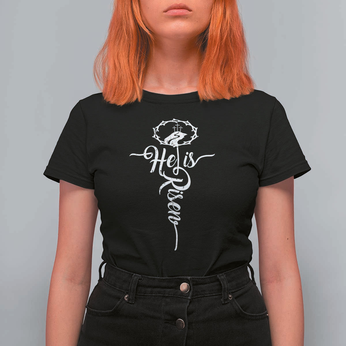 Easter He Is Risen T Shirt For Women Christian Easter Day Religious Cross