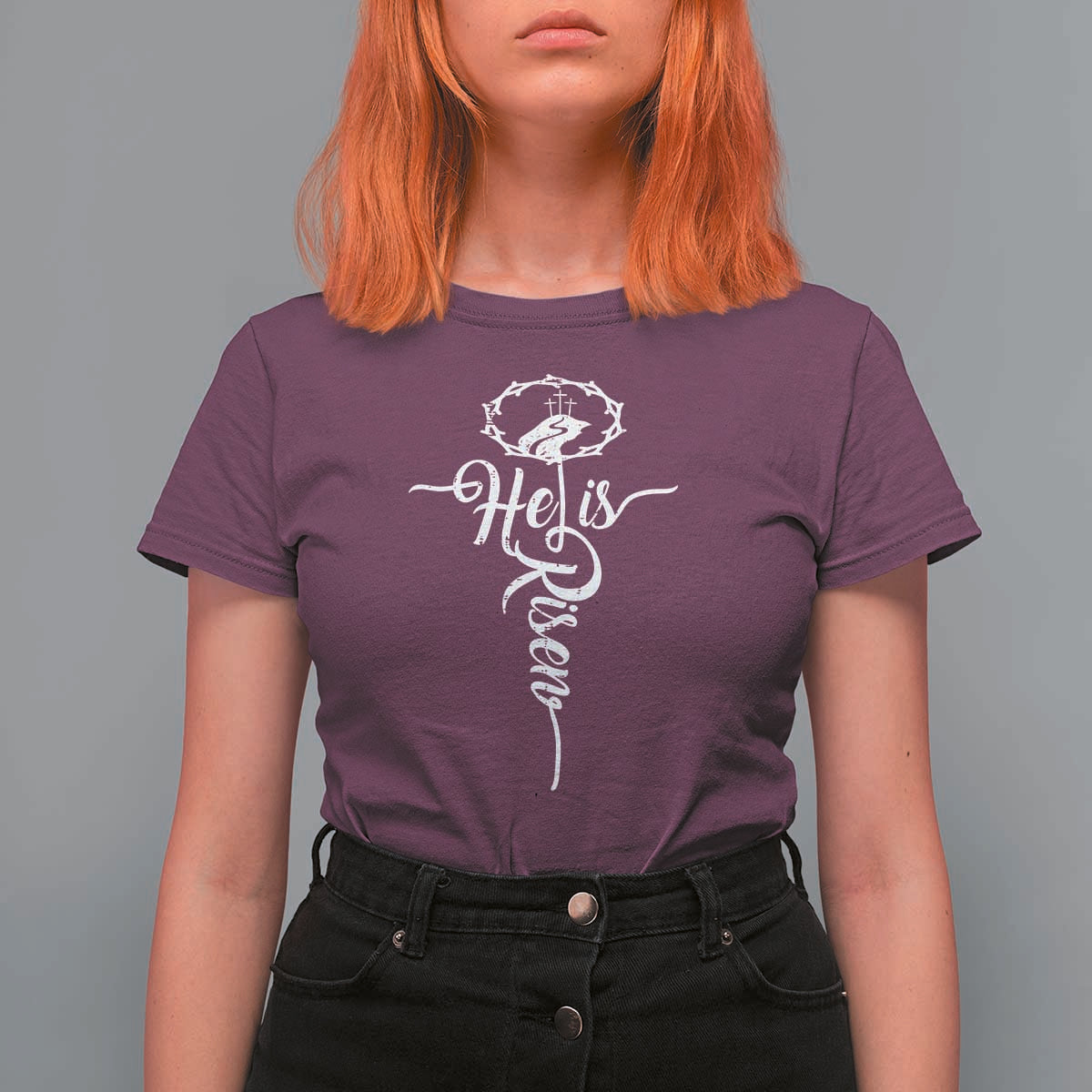 Easter He Is Risen T Shirt For Women Christian Easter Day Religious Cross