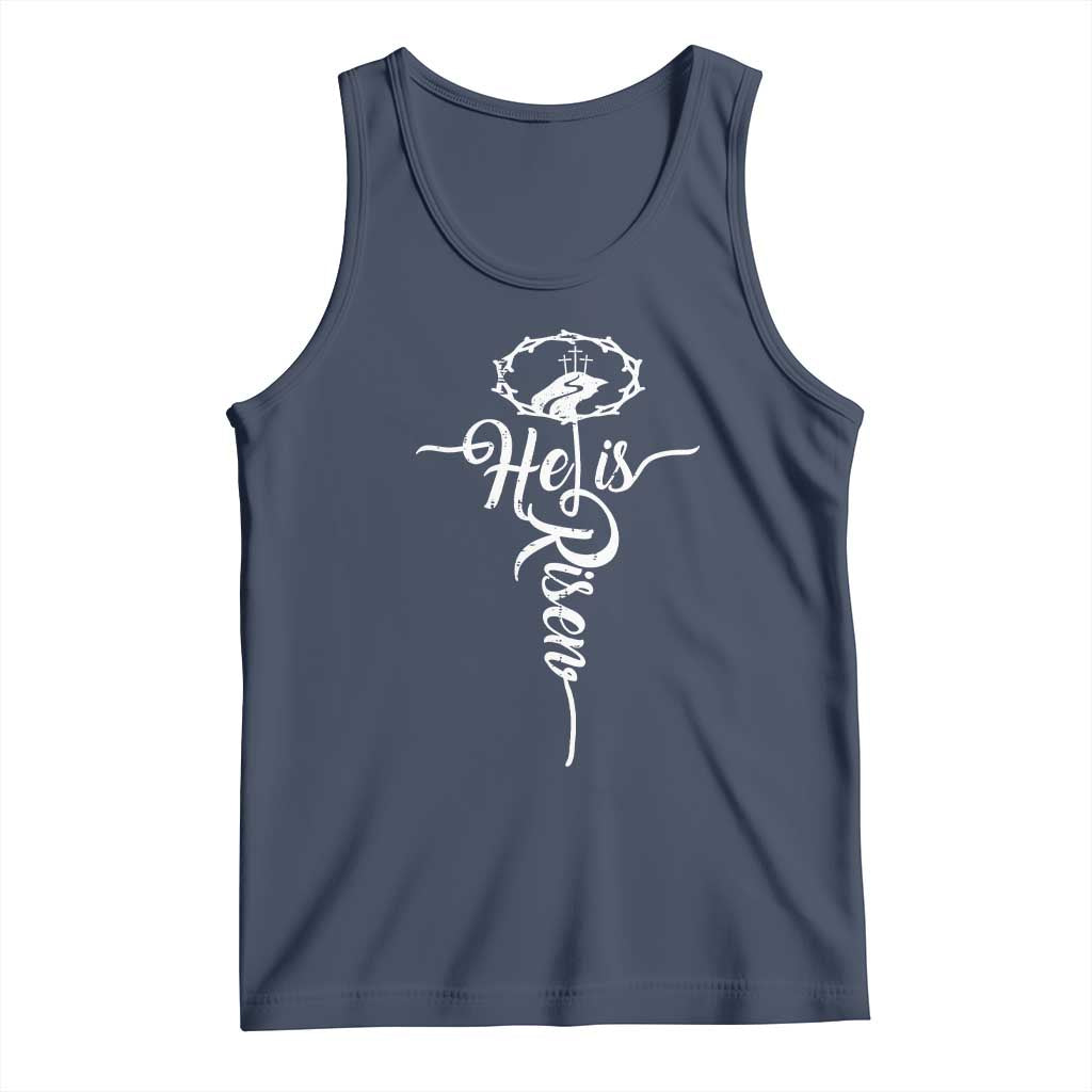 Easter He Is Risen Tank Top Christian Easter Day Religious Cross