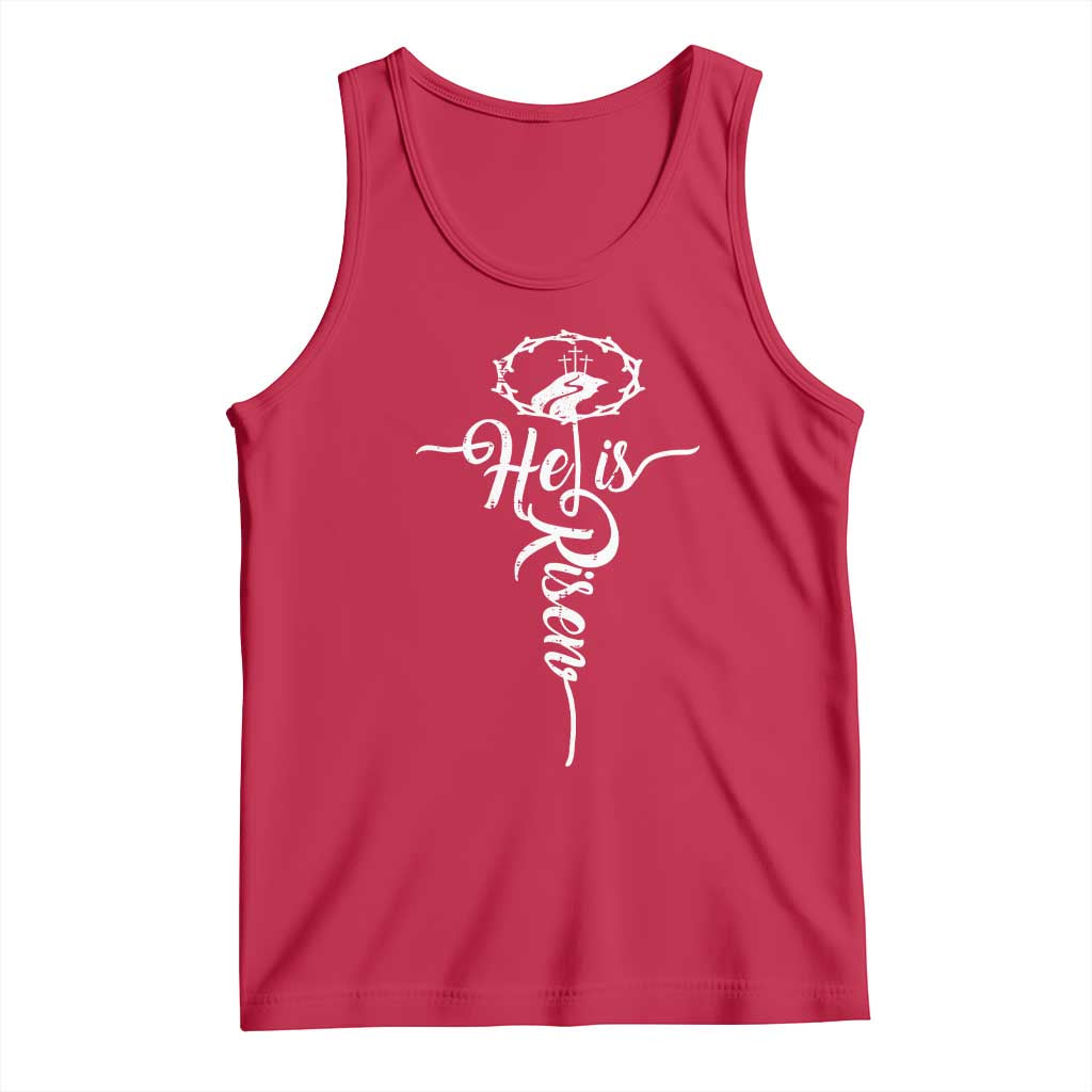 Easter He Is Risen Tank Top Christian Easter Day Religious Cross