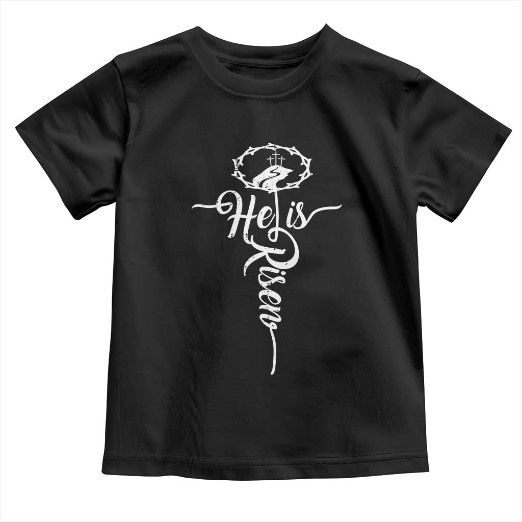 Easter He Is Risen Toddler T Shirt Christian Easter Day Religious Cross