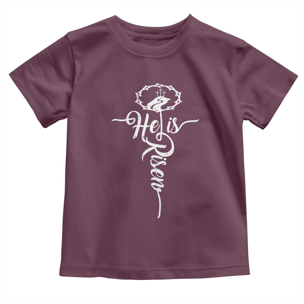 Easter He Is Risen Toddler T Shirt Christian Easter Day Religious Cross
