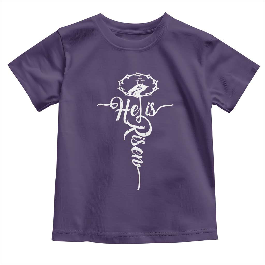 Easter He Is Risen Toddler T Shirt Christian Easter Day Religious Cross