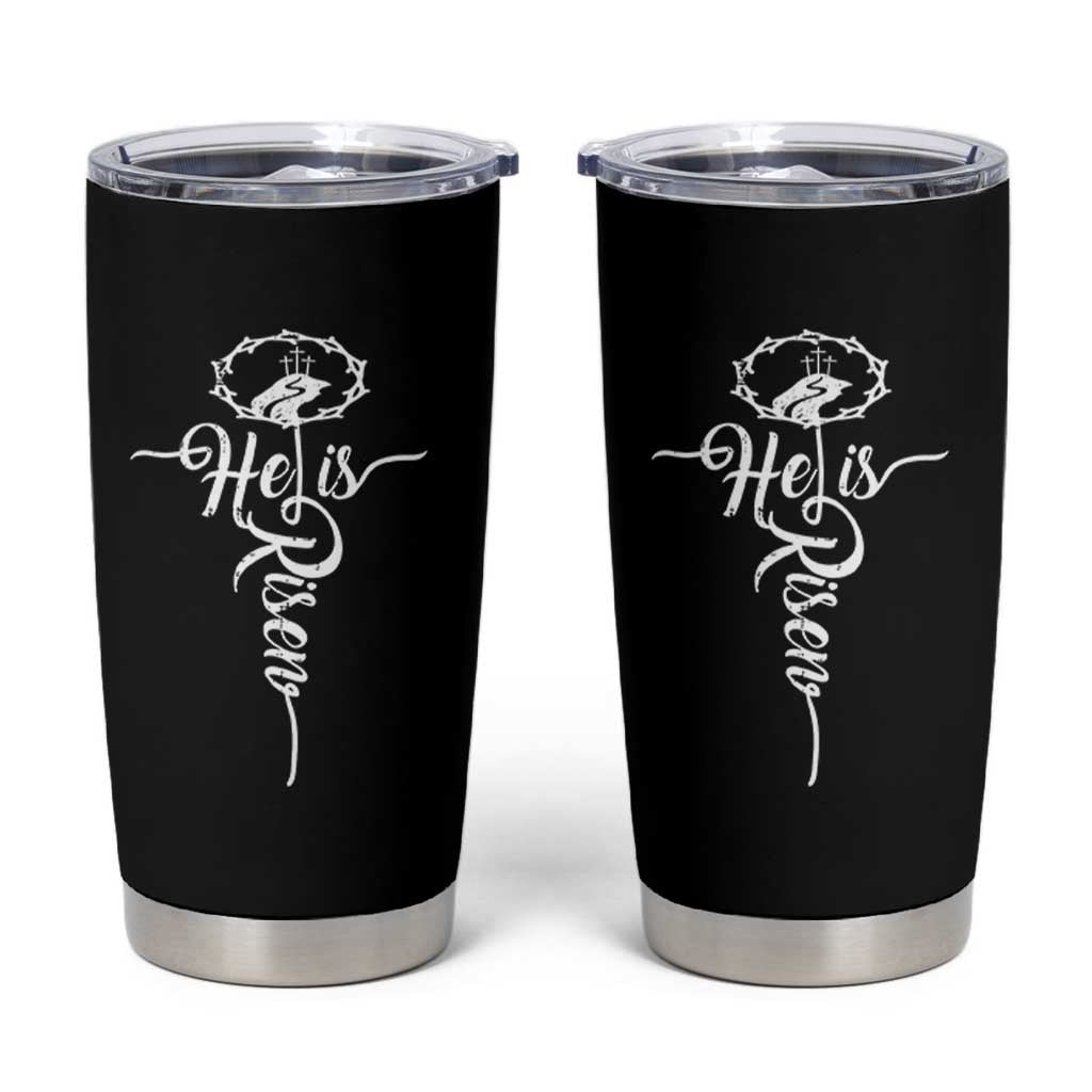 Easter He Is Risen Tumbler Cup Christian Easter Day Religious Cross
