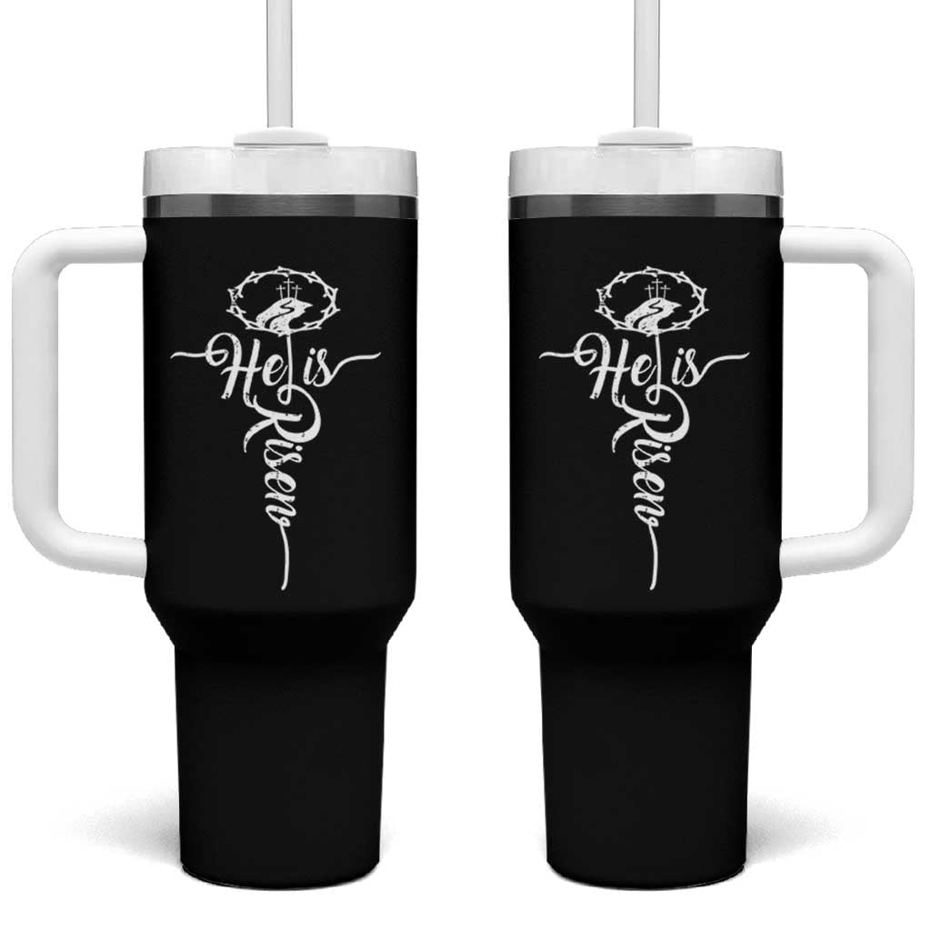 Easter He Is Risen Tumbler With Handle Christian Easter Day Religious Cross