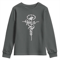 Easter He Is Risen Youth Sweatshirt Christian Easter Day Religious Cross