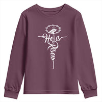 Easter He Is Risen Youth Sweatshirt Christian Easter Day Religious Cross