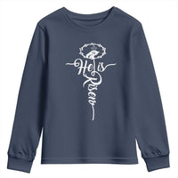Easter He Is Risen Youth Sweatshirt Christian Easter Day Religious Cross